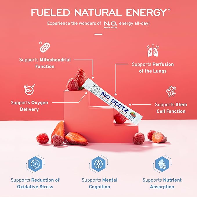 N.O. Beetz Nitric Oxide Supplement for Pre-Workout & Endurance | Beetroot, Peak ATP & Electrolytes for Energy & Hydration | Boosts Blood Flow & Muscle Recovery | No Mess, 30 Servings