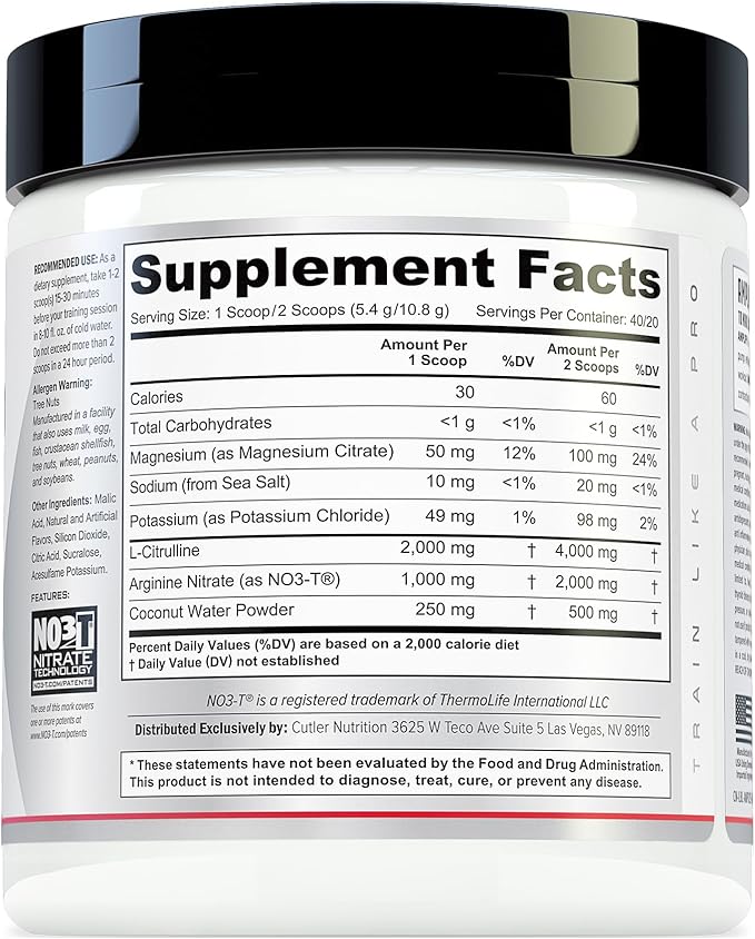 Cutler Nutrition Amplify Pump Pre Workout Caffeine Free Nitric Oxide Booster containing Arginine and Citrulline Pre-Workout for Maximum Pumps