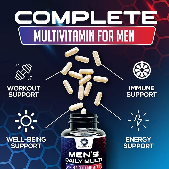 Mens Multivitamin Supplement Daily Men's Multivitamins & Multiminerals with Vitamin A, C, D, E, B12, Zinc for Immune Support & Essential Vitamins for Energy, Focus and Men's Health - 60 Capsules