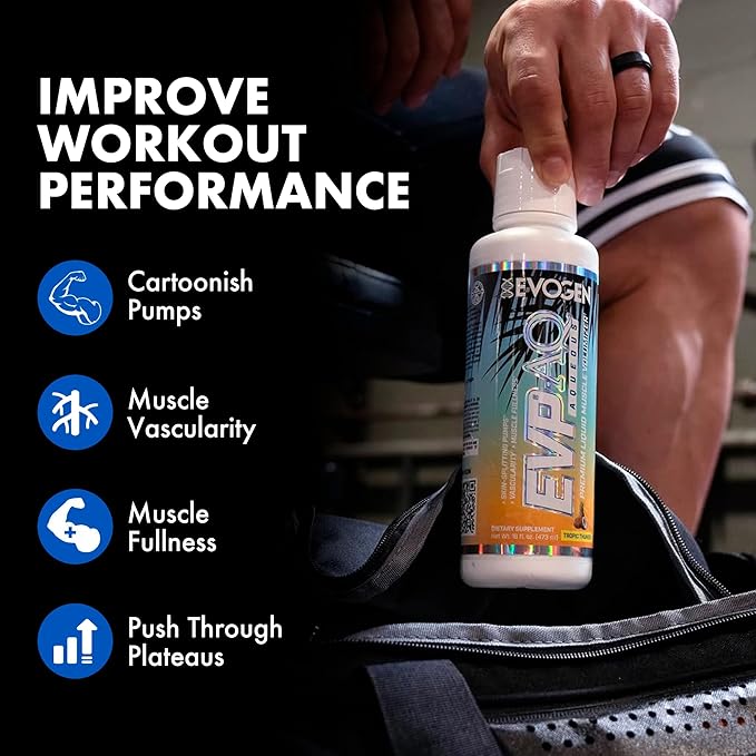 Evogen EVP AQ - Liquid Glycerol Muscle Volumizer | Pre Workout for Pumps, Vascularity, & Hydration | Premium Preworkout for Men & Women | Tropic Thunder | 16 fl oz