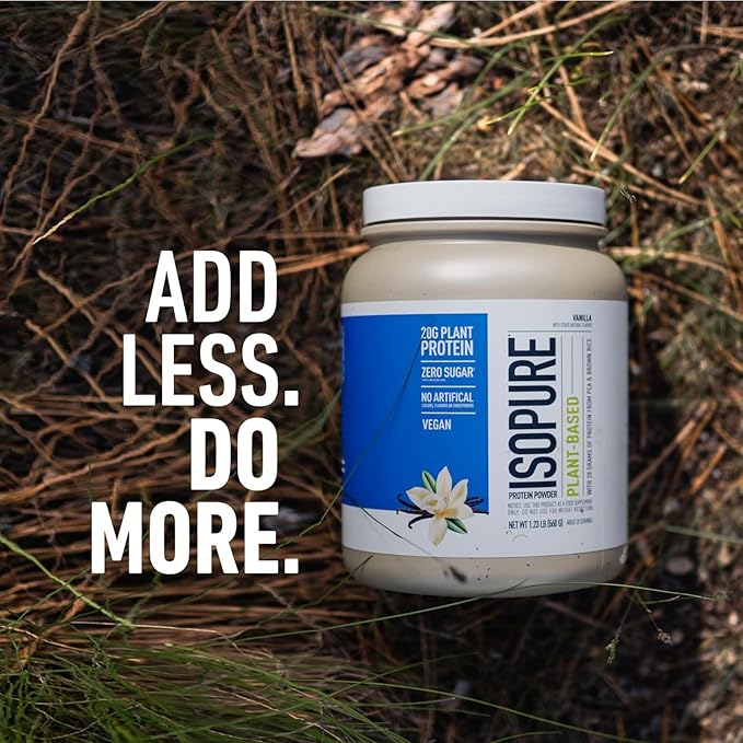 Isopure Plant-Based Protein Powder, Lactose Free, Gluten Free, With Iron, Vanilla, 20g Plant Protein Per Serving, 1.23 Lbs, 20 Servings