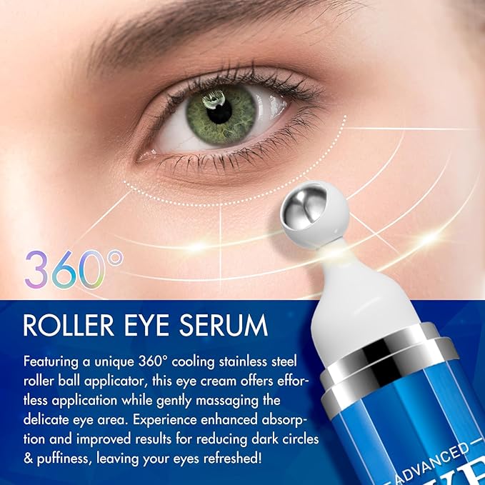 Eye Serum with Caffeine - Caffeine & Retinol Eye Cream for Dark Circles - Under Eye Cream Morning Skincare - Hyaluronic Acid and Niacinamide Eye Cream - Daily Eye Serum for Eyelids Puffiness