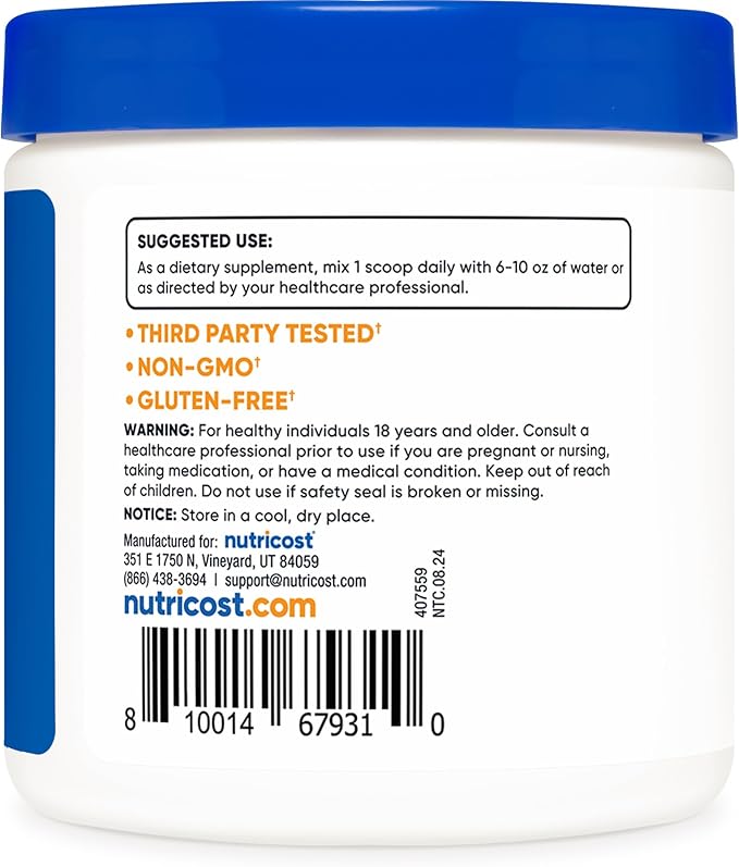 Nutricost L-Carnitine Tartrate Powder (100 Grams) - 1 Gram per Serving; 100 Servings
