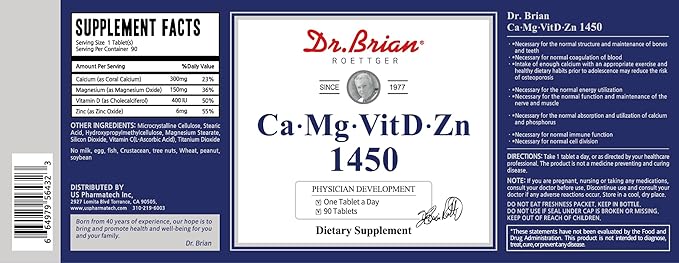 Dr. Brian Calcium Supplement Supports Bone Strength, Calcium Magnesium Zinc with Vitamin D3 & Multiminerals Help Teeth Health, Magnesium Supplement, Non-GMO, Soy and Gluten Free (90 Tablets)