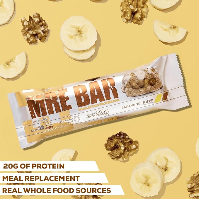 REDCON1 MRE Protein Bar, Blueberry Cobbler - Contains MCT Oil + 20g of Whole Food Protein - Easily Digestible, Macro Balanced Low Sugar Meal Replacement Bar (12 Bars)