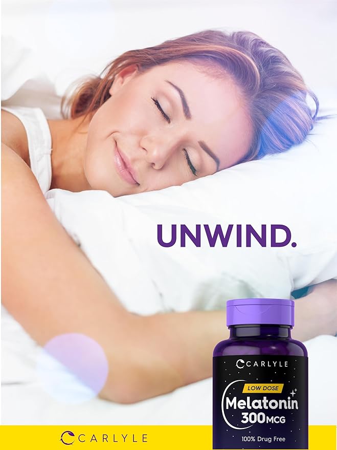 Carlyle Melatonin 300 mcg | 365 Tablets | Low Dose | Vegetarian, Non-GMO, Gluten Free
