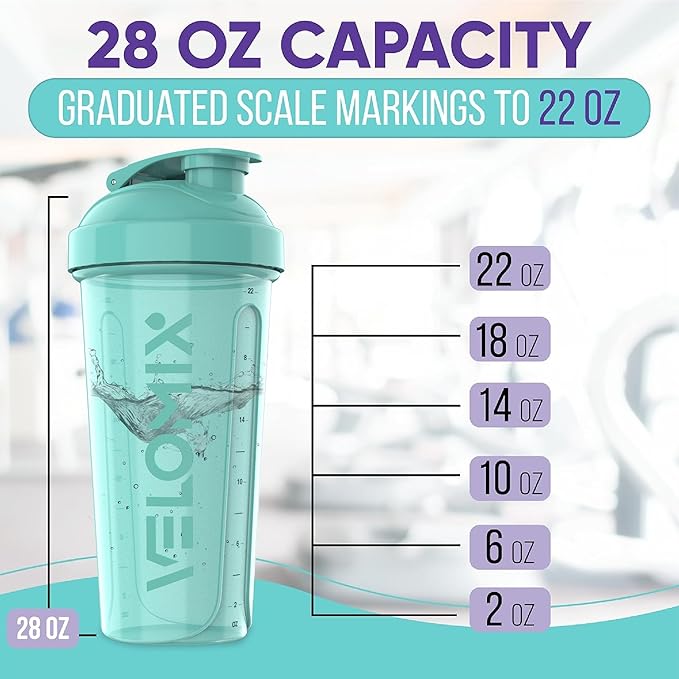 -2 Pack- 28 oz Protein Shaker Bottles for Protein Mixes - 2x Wire Whisk | Leak Proof Shaker Cups for Protein Shakes | Protein Shaker Bottle Pack | Shakers for Protein Shakes-Pink&Turquise