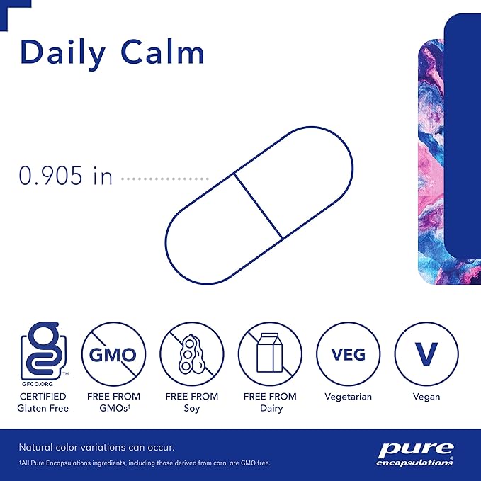 Pure Encapsulations Daily Calm - Vegan Stress & Sleep Support Supplement - Contains Ashwagandha, Saffron, GABA & L-Theanine - Non-GMO, Soy-Free & Gluten-Free - 60 Capsules