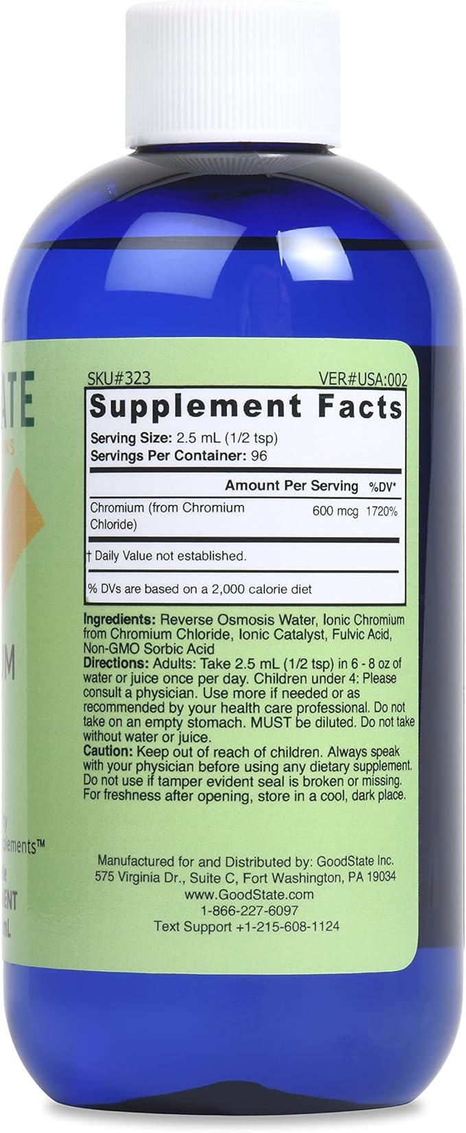 Good State Liquid Ionic Chromium (96 servings at 600 mcg - 8 fl oz)