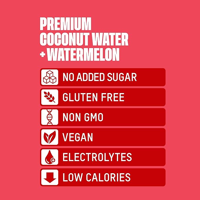 Once Upon a Coconut Watermelon Coconut Water - Natural Hydrating Low Calorie Drink with Electrolytes - 10.8 fl oz (Pack of 12)