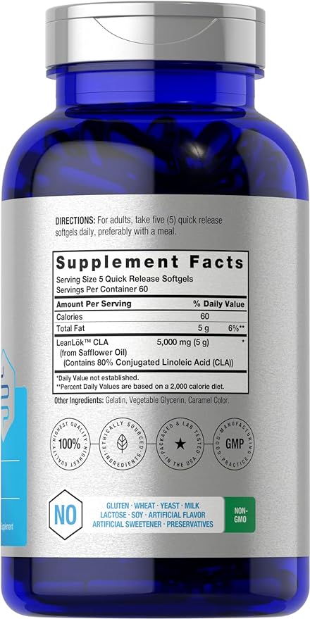 Horbäach CLA Supplement | 300 Softgel Pills | Maximum Potency | Conjugated Lineolic Acid from Safflower Oil | Non-GMO, Gluten Free