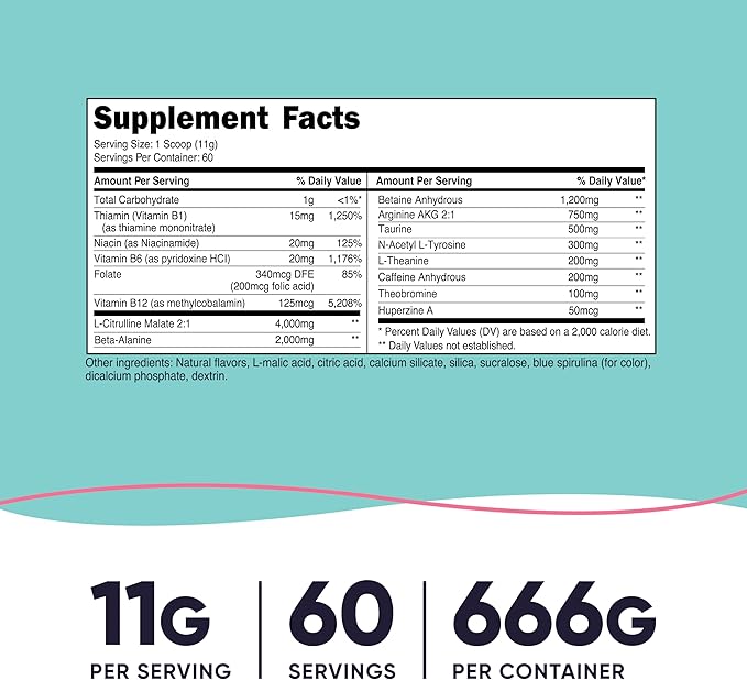 Nutricost Pre-Workout Powder for Women, Blue Raspberry, 60 Servings