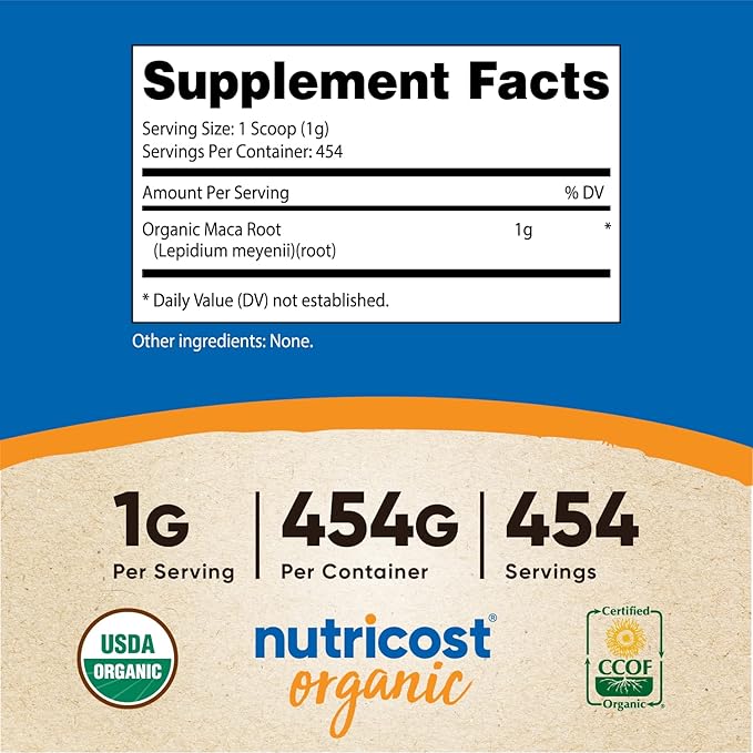 Nutricost Organic Maca Root Powder (1LB Each) (3 Pack)