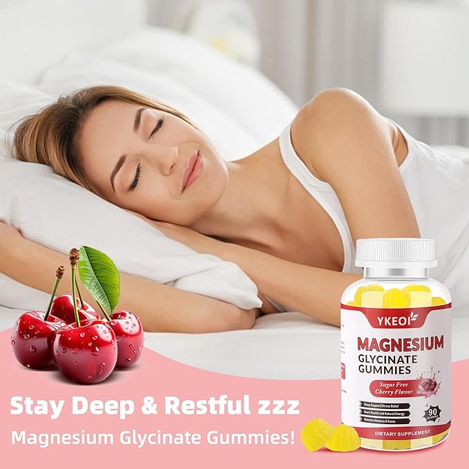 Magnesium Glycinate Gummies 500 Mg,Sugar Free Magnesium Supplement Triple Magnesium Complex with Malate,Citrate, +Ashwagandha, Vitamin C D3 B6,Magnesium Supplement for Adults- 90 Gummies