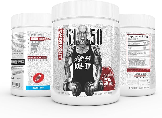 5% Nutrition Rich Piana 5150 High Stim Pre-Workout Powder | Extreme Energy, Focus, Pumps & Endurance | 400 mg Caffeine, Citrulline, Beta Alanine, N-Acetyl L-Tyrosine | 30 Srvgs (Rocket Pop)