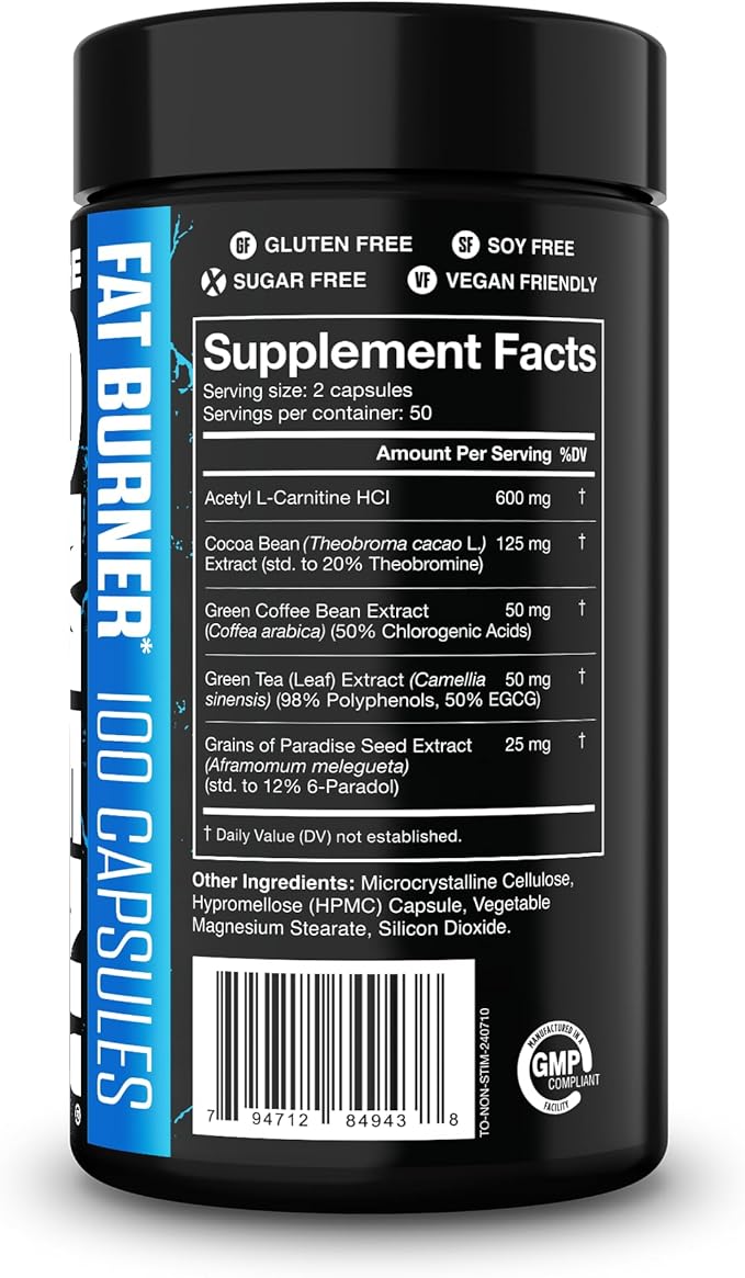 JNX SPORTS The Omen! Non-Stimulant Thermogenic Fat Burner – Caffeine-Free Dietary Supplement for Men & Women | Appetite Suppressant & Metabolism Booster | 100 Capsules