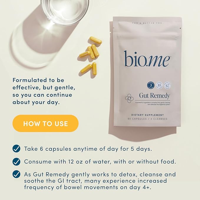 Biome Gut Cleanse Capsules (5 Day Cleanse, 3 Rounds, 90 Capsules) Gut Remedy with Magnesium Citrate, Berberine, Immunolin, L-Glutamine - Reset Digestive System, Rebalance Microbiome (3 Month Supply)