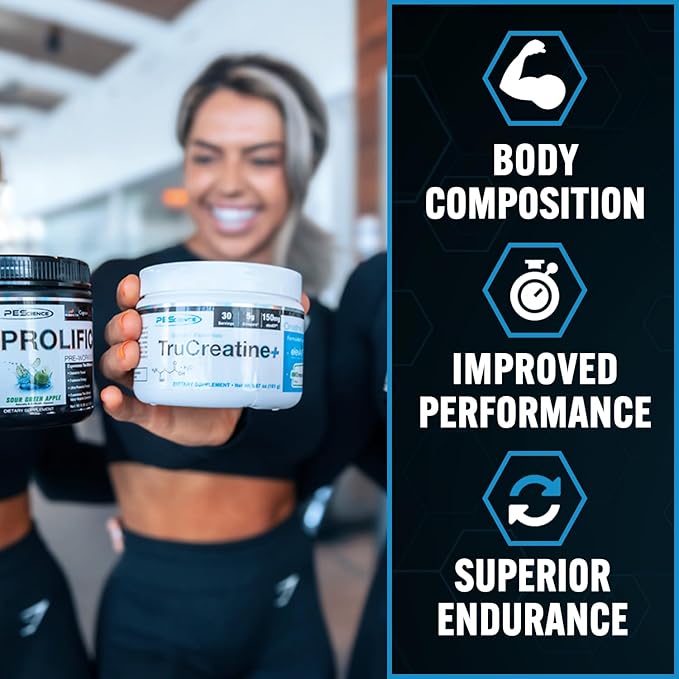 PEScience TruCreatine+ Creapure Creatine Monohydrate Powder, Micronized Creatine with ElevATP, 5g Per Serving, for Men & Women, Supports Muscle Growth, Strength & Recovery, 30 Servings