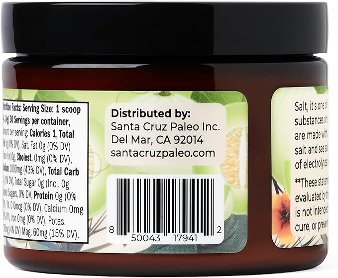 Santa Cruz Paleo Electrolyte Powder Honeydew Melon with Himalayan & Sea Salt, Magnesium, Potassium, Sugar-Free, 30 Servings
