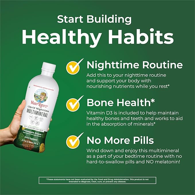 MaryRuth's Liquid Nighttime Multimineral | NO Melatonin | Bedtime Routine | Magnesium Citrate | Calcium | Zinc | Vitamin D3| Available in 4 Flavors | Vegan | Sugar Free | Gluten Free | 32 Oz