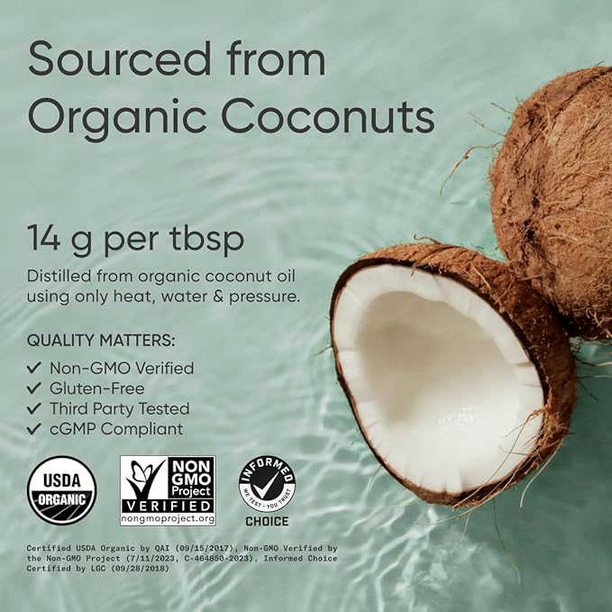 Sports Research Organic MCT Oil - Keto & Vegan MCTs C8, C10 from Coconuts - Fatty Acid Brain & Body Fuel, Non-GMO & Gluten Free - Flavorless Oil, Perfect in Coffee, Tea & Protein Shakes - 40 oz