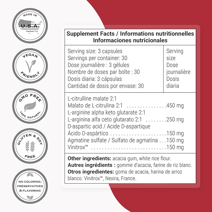 Supersmart - Nitric Oxide Formula (Advanced Formula) - with L-Citrulline Malate, L-Arginine AAKG, Vinitrox - Nitric Oxide Supplement for Men & Women | Non-GMO & Gluten Free - 90 Vegetarian Capsules