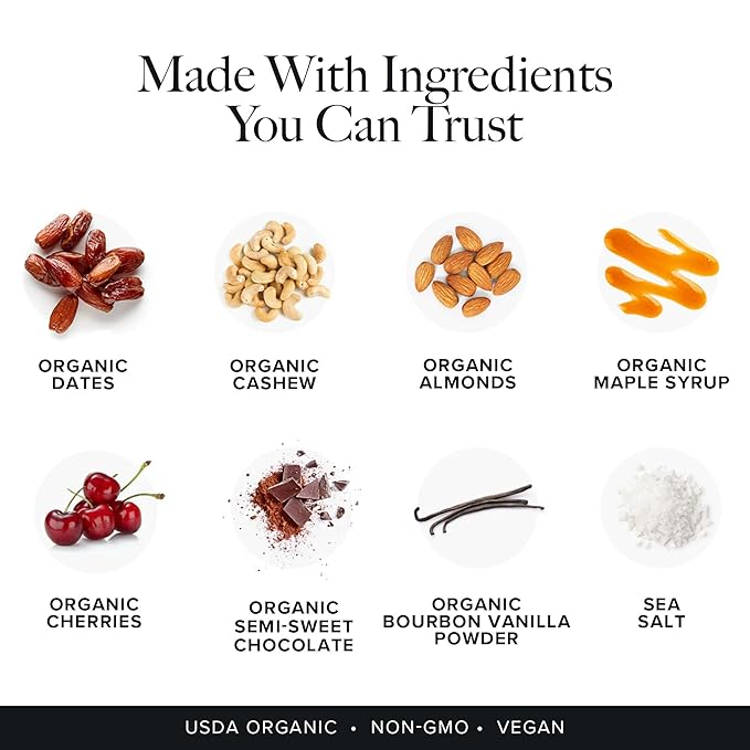 Truvani Plant Based Snack Bars | Cherry Chocolate Chip 1 Pack | 5g Protein | USDA Organic and Vegan | The Only Bar | Dairy, Soy, and Gluten Free | Individually Wrapped