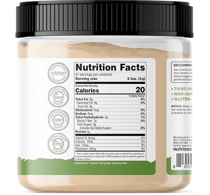 Nutricost Organic Fenugreek Powder (1LB)