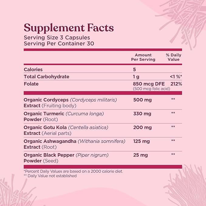 Four Sigmatic Memory Capsules | Reduce Brain Fog & Improve Memory | Nootropic Supplement for Brain Support with Cordyceps Mushroom, Gotu Kola, Turmeric, Ashwagandha & Folate | 30 Servings