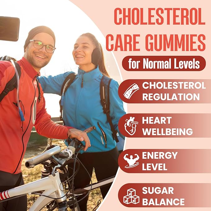 Cholesterol Supplement with Plant Sterols & Stanols, Guggul, Bergamot Orange Extract, Red Yeast Rice, Cholesterol Complex Gummies for Cholesterol Normal Level, Mixed Berry Flavor, 120 Counts