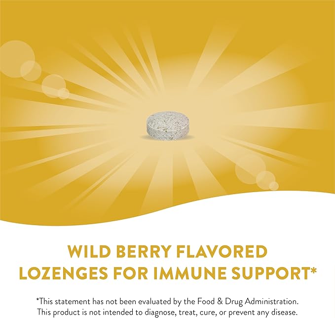 Nature's Way Zinc Lozenges with Vitamin C & Echinacea, Immune Support*, Wild Berry Flavored, 60 Lozenges (Pack of 2)