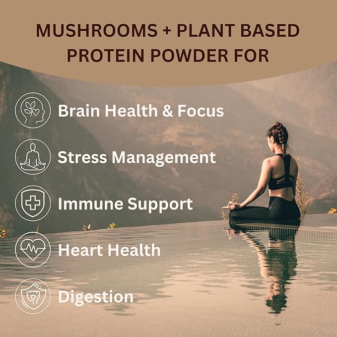 Mycoprotein Mushroom Protein Powder - Vegan Protein, Plant Based, Superfood, Master Blend of Chaga, Reishi, Turkey Tail, Shiitake, Lions Mane - Chocolate (1.76 lb)