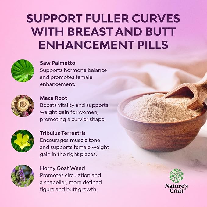 G-Curve Breast and Butt Enhancer Pills May Support Voluptuous Curves - Herbal Enhancement Pills with Horny Goat Weed for Women Saw Palmetto Extract and L-Arginine *Results May Vary