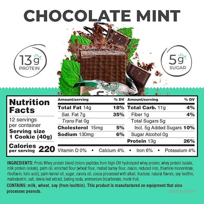 Power Crunch Protein Wafer Bars, High Protein Snacks with Delicious Taste, Chocolate Mint, 1.4 Ounce (12 Count)