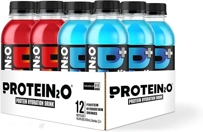 Protein2o 15g Whey Protein Isolate Hydration Drink Plus Energy & Focus, 350mg of Electrolytes, Vitamins B5 & B6, Sugar Free, Energy Variety Pack, 16.9 oz Bottle (Pack of 12)