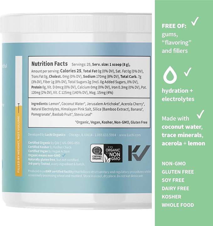 Sprout Living, Colorfuel Hydration Powder Drink Mix, Organic Superfoods + Adaptogens | Hydration Support & Recovery, Electrolytes, Himalayan Pink Salt, Coconut Water, Lemon Citrus Flavor (25 servings)