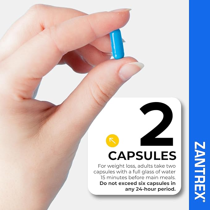 Zantrex Blue Energy & Thermogenesis Boost Energy | Weight Management Supplement for Appetite Control, Increased Calorie Burn and Supports GLP-1 Levels | 60 Capsules
