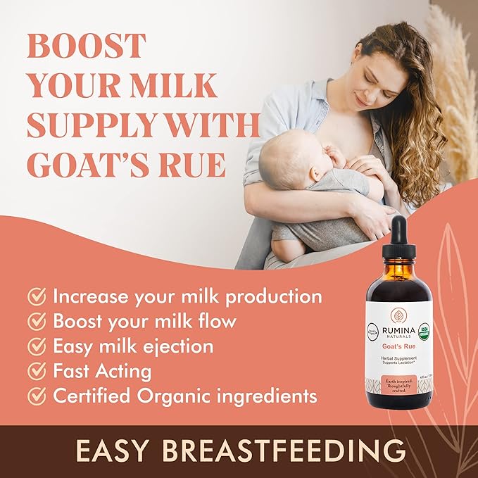 Goats Rue Lactation Supplement – Certified Organic Herbal Breastfeeding Supplements for Legendary Milk Supply Increase - Naturally Boost Your Breast Milk Supply/Production - Fenugreek Capsules Free