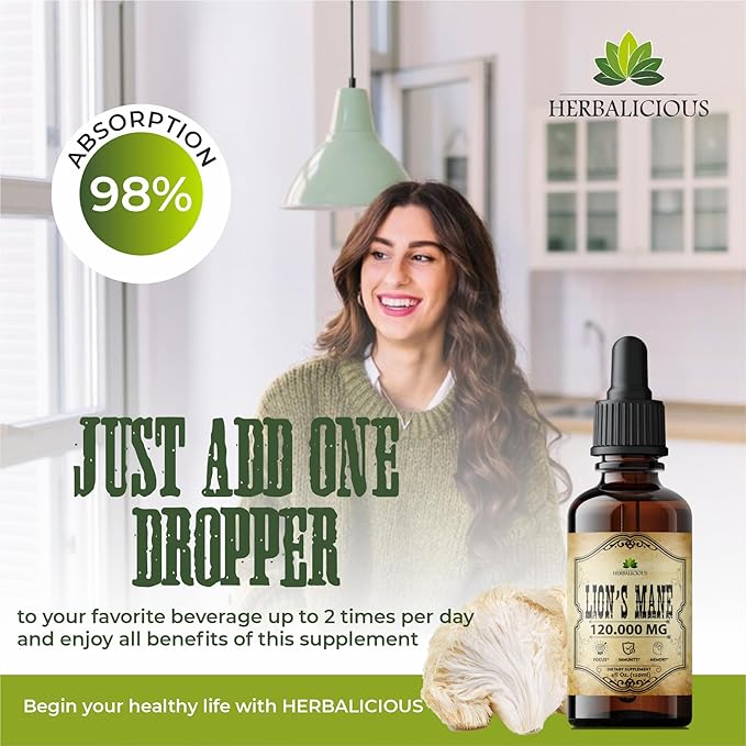 Lion’s Mane Liquid Mushroom Supplement – Premium Mushroom Extract Brain Supplement for Memory Focus, Clarity and Nerve Support – Non-Gluten and Non-GMO Supplement Lions Mane 4 Fl Oz