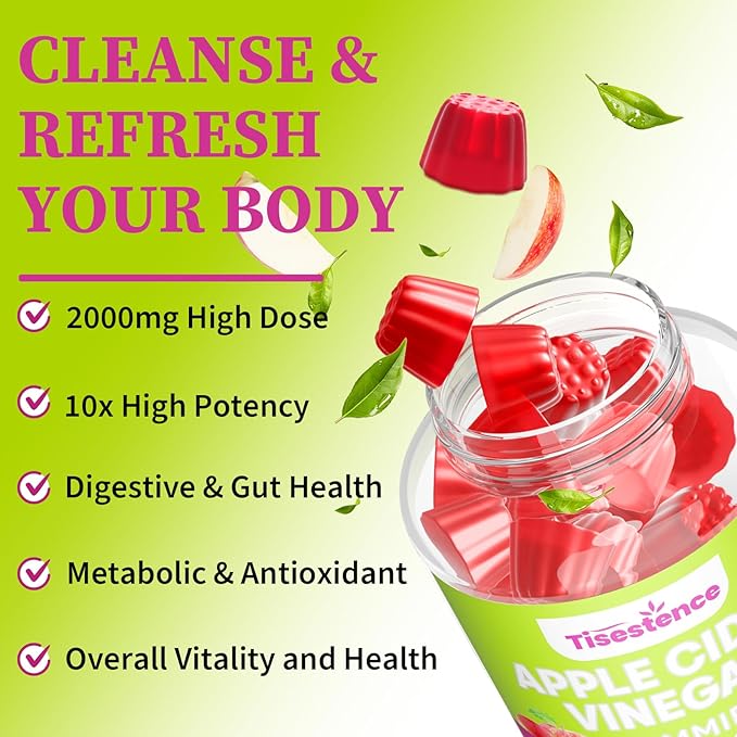 Apple Cider Vinegar Gummies, Keto ACV Gummies for Women and Men, Apple Cider Vinegar Supplement with Green Tea Extract, Probiotic for Detox Cleanse, Metabolism, Energy & Digestive Health, 120 Counts