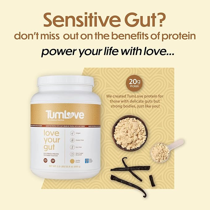 Vegan Protein Powder - Low FODMAP Certified, Gluten-Free, Dairy-Free, Soy-Free, 100% Gut-Friendly & Non-Bloating, Vanilla (25 Servings)