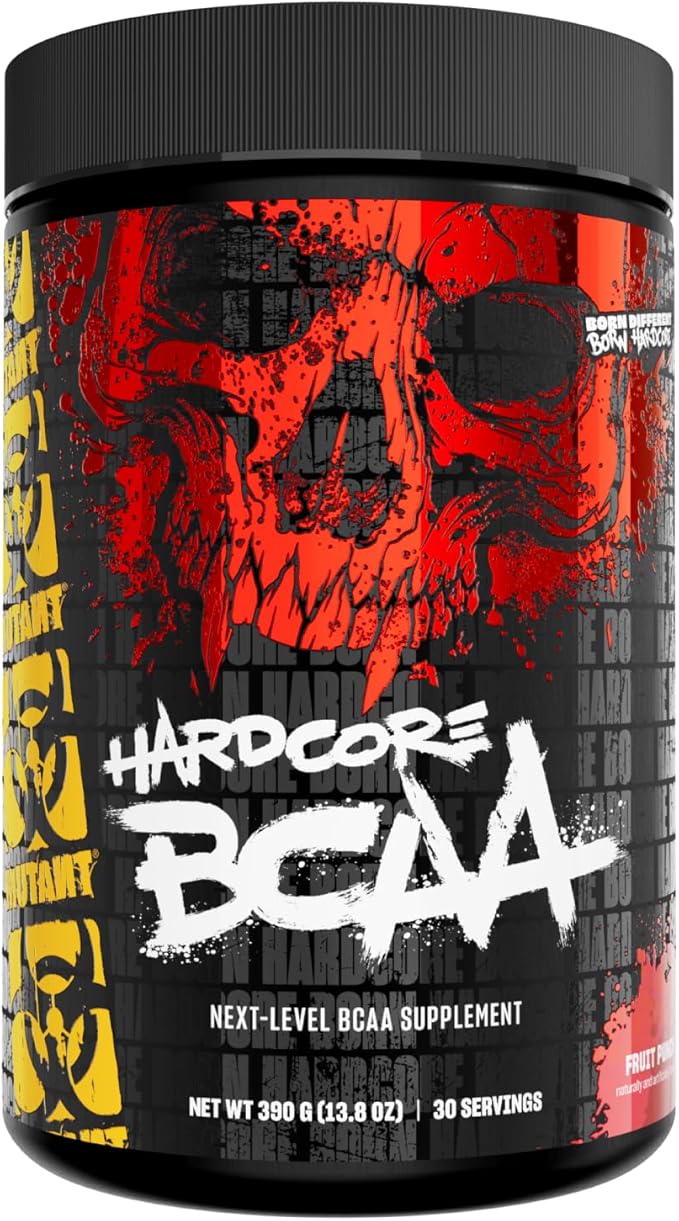 Mutant Hardcore BCAA - Pre, Intra or Post Workout – BCAA Next Level branched-Chain Amino Acids Supplement – Hydration + Recovery - 30 Serving - Fruit Punch
