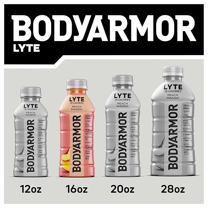 BODYARMOR LYTE Sports Drink Low-Calorie Sports Beverage, Blueberry Pomegranate, Coconut Water Hydration, Natural Flavors With Vitamins, Potassium-Packed Electrolytes, Perfect For Athletes, 16 Fl Oz (Pack of 12)