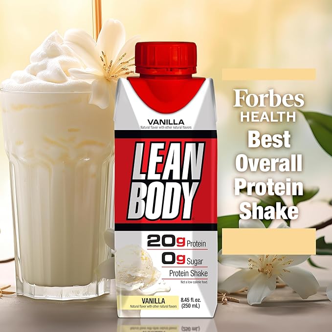 LABRADA Nutrition - Lean Body RTD Whey Protein Shake, Convenient On-The-Go Meal Replacement Shake for Men & Women, 20 Grams of Protein – Zero Sugar, Lactose & Gluten Free, Vanilla (Pack of 16)