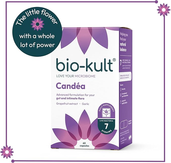 Bio-Kult Candéa Probiotic, Advanced Multi-Strain Formulation for Intimate Flora with Grapefruit Extract and Garlic – 60 Capsules