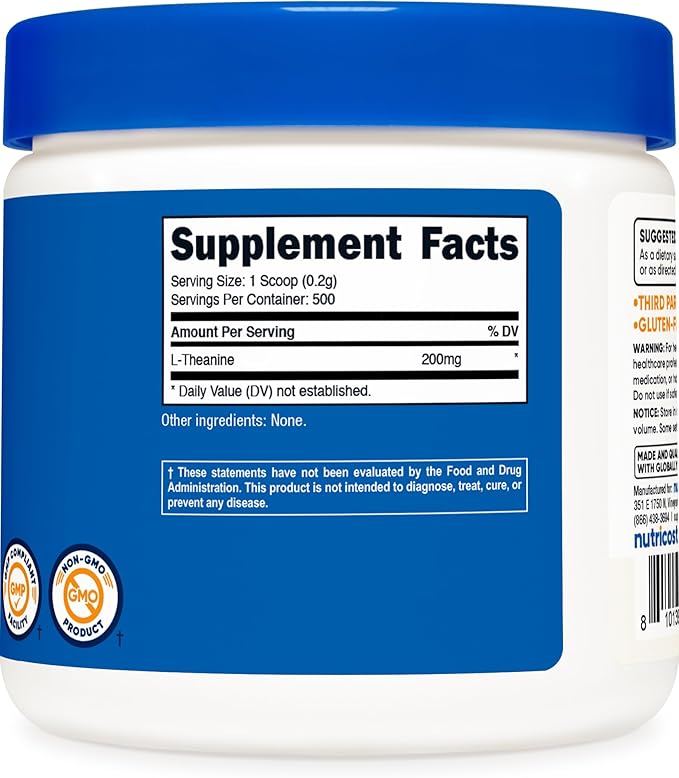 Nutricost L-Theanine Powder 100 Grams - Gluten Free & Non-GMO