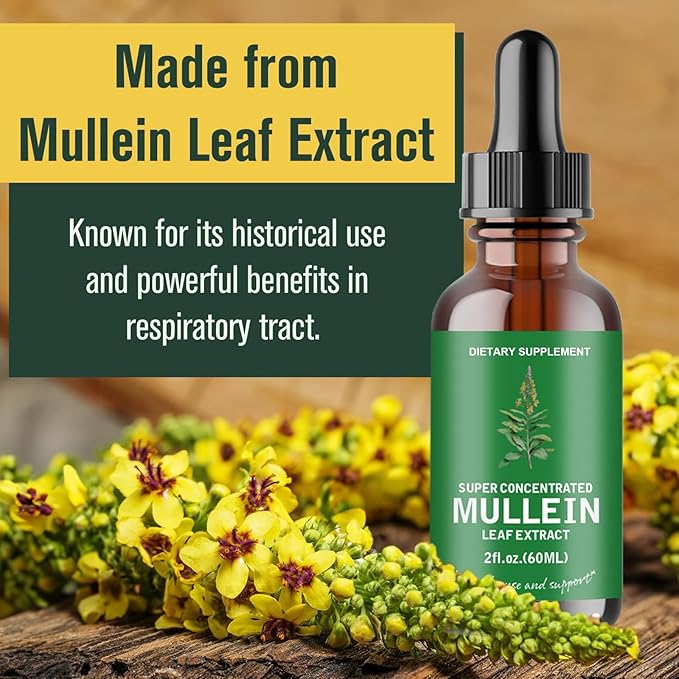 2 Pack Mullein Leaf Extract - Support Lung Cleanse,Tincture Drops | Non-GMO, Vegetarian - Support Lung Cleanse & Respiratory Function for Healthy Breathing