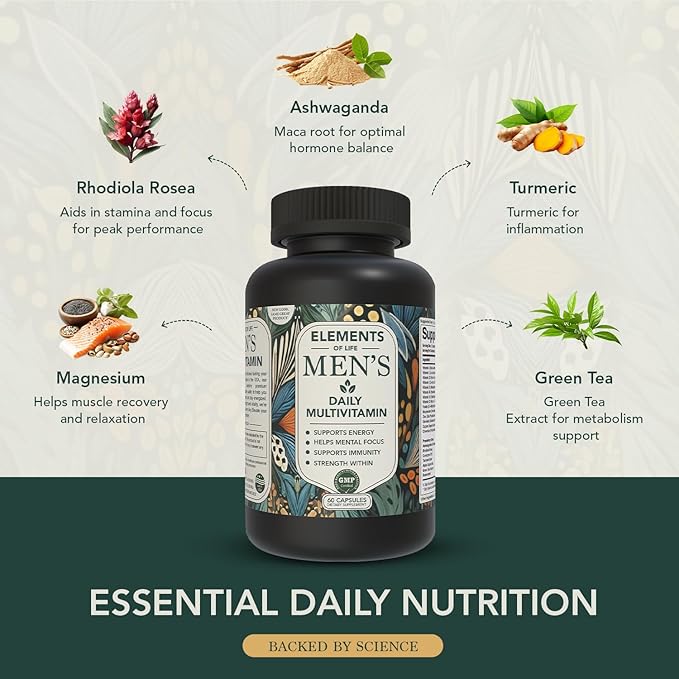 Multivitamin for Men – Complete Daily Multivitamins with Methylated Vitamins, Clean Ingredients & Essential Nutrients – Adult Supplement – Natural Male Health Support (120 Capsules)