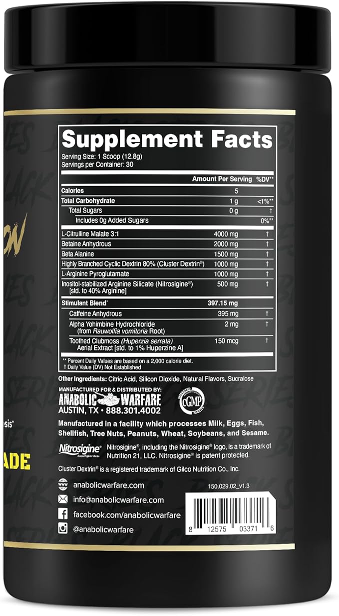 Anabolic Warfare Nuclear Armageddon Pre Workout Powder Pre-Workout for Men & Women with L-Citrulline, Beta Alanine Powder and Caffeine (Ballistic Berry Lemonade - 30 Servings)