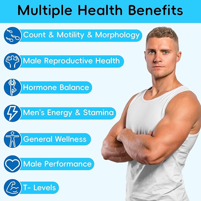 Male Fertility Supplements, Advanced Fertility Supplement for Men Optimal Sperm Count Motility & T-Level with Maca Root, Tribulus Terrestris, Zinc, CoQ10, Pre Conception for Him, 90 Caps